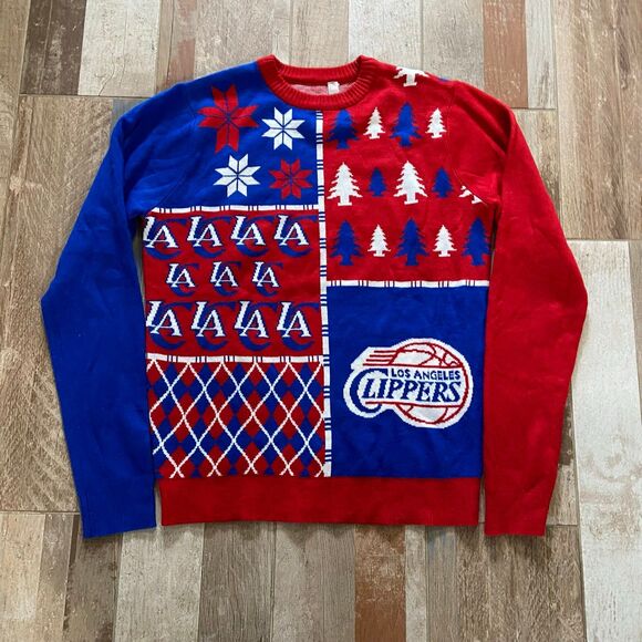 Forever Collectibles Nba La Clippers Ugly Christmas Sweater Crewneck Medium M - Picture 2 of 8